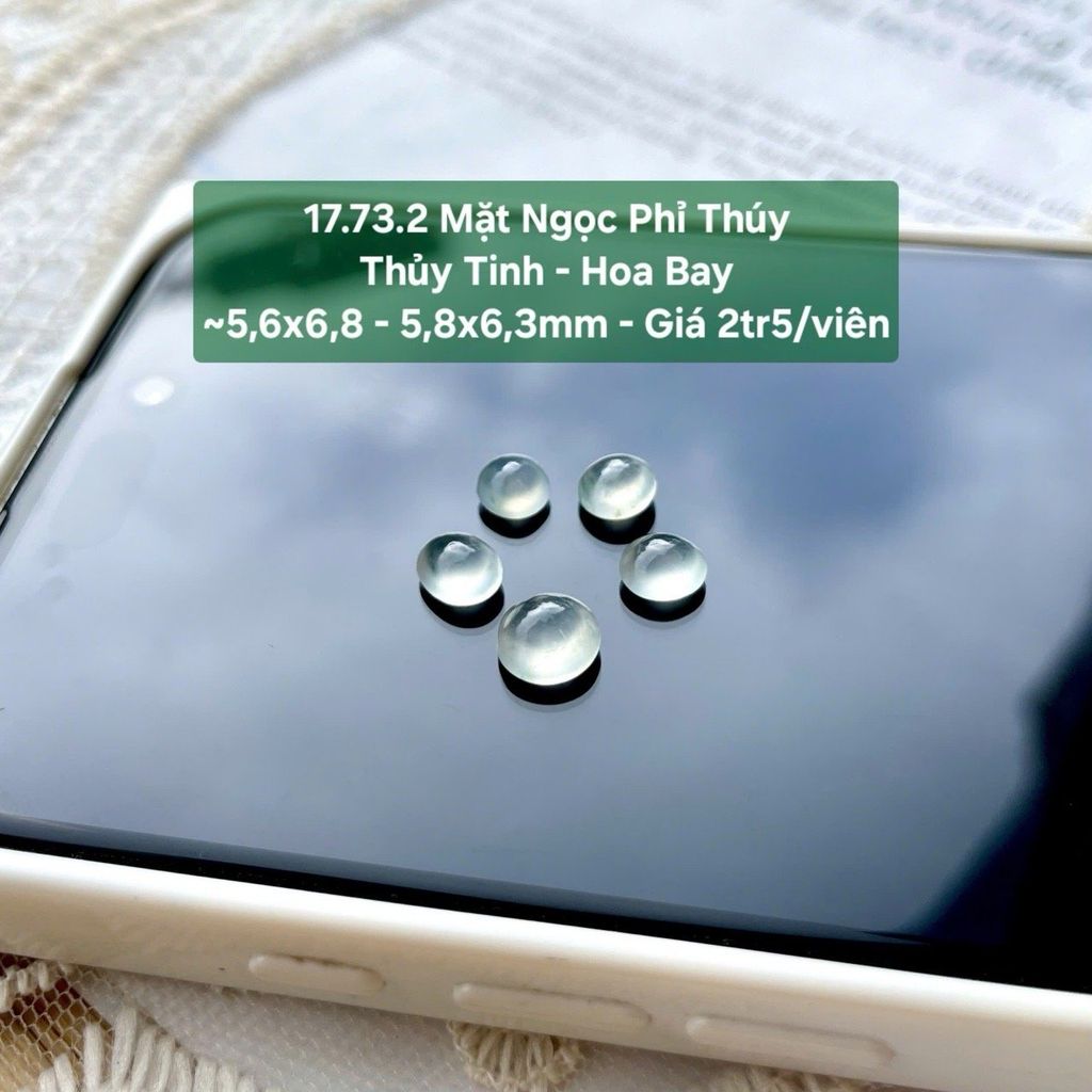 Mặt Ngọc Phỉ Thúy  Thủy Tinh - Hoa Bay  ~5,6x6,8 - 5,8x6,3mm 17.73.2