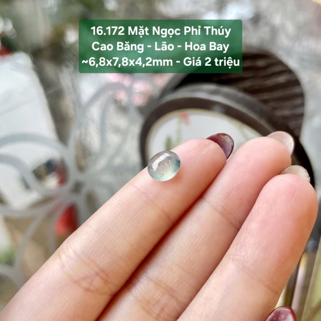 Mặt Ngọc Phỉ Thúy Cao Băng - Lão - Hoa Bay ~6,8x7,8x4,2mm 16.172