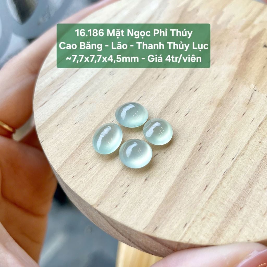 Mặt Ngọc Phỉ Thúy Cao Băng - Lão - Thanh Thủy Lục ~7,7x7,7x4,5mm 16.186