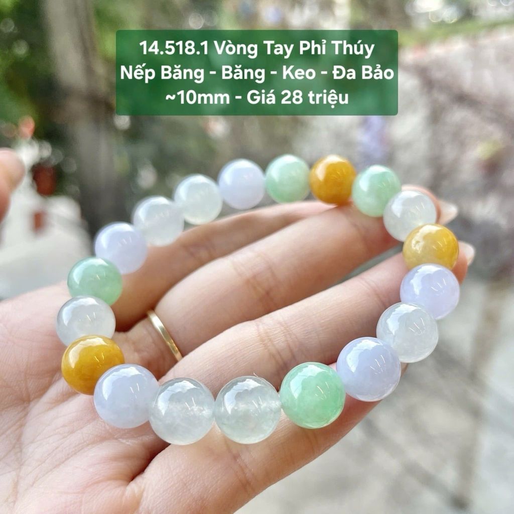 Vòng Tay Phỉ Thúy  Nếp Băng - Băng - Keo - Đa Bảo  ~10mm 14.518.1