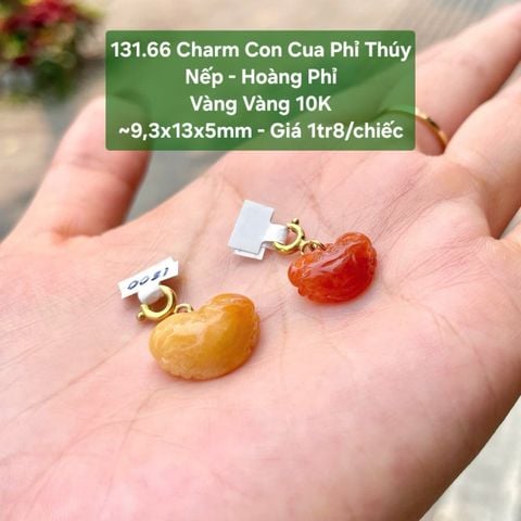 131.66 Charm Con Cua Phỉ Thúy Nếp - Hoàng Phỉ - VV10K ~9,3x13x5mm