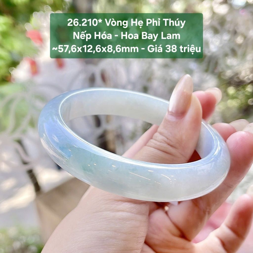 Vòng Hẹ Phỉ Thúy Nếp Hóa - Hoa Bay Lam ~57,6x12,6x8,6mm 26.210*