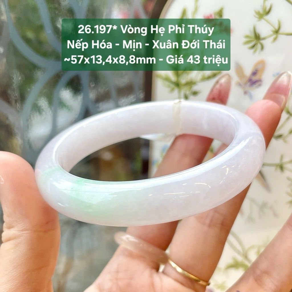 Vòng Hẹ Phỉ Thúy Nếp Hóa – Mịn – Xuân Đới Thái ~57x13,4x8,8mm 26.197*