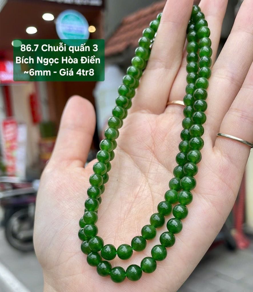 Chuỗi quấn 3  Bích Ngọc Hòa Điền  ~6mm 86.7