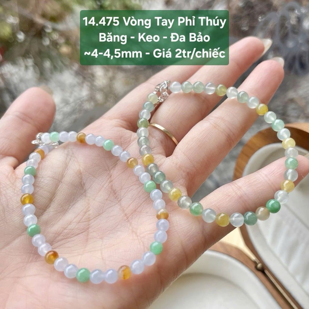 Vòng Tay Phỉ Thúy  Băng - Keo - Đa Bảo  ~4-4,5mm 14.475
