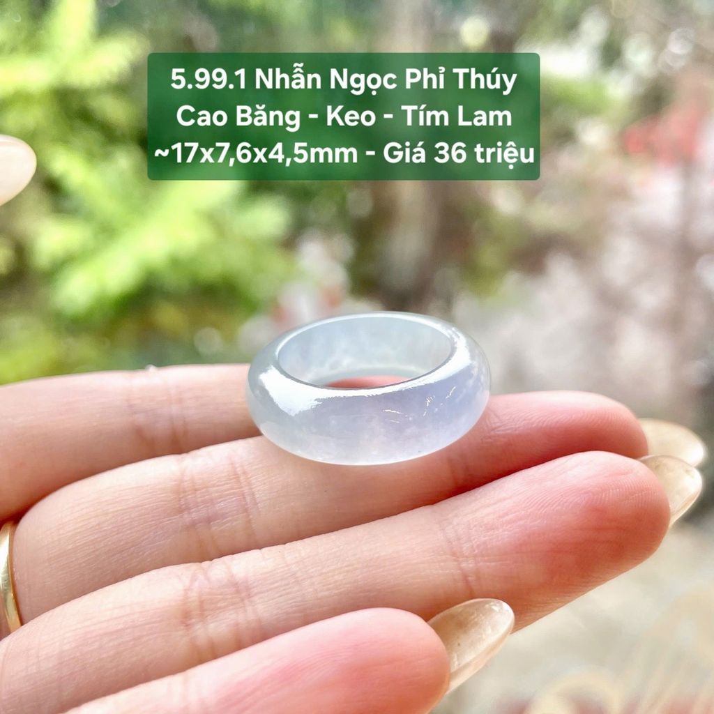 Nhẫn Ngọc Phỉ Thúy  Cao Băng - Keo - Tím Lam  ~17x7,6x4,5mm 5.99.1