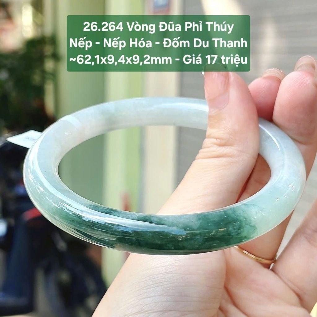 Vòng Đũa Phỉ Thúy  Nếp - Nếp Hóa - Đốm Du Thanh  ~62,1x9,4x9,2mm 26.264
