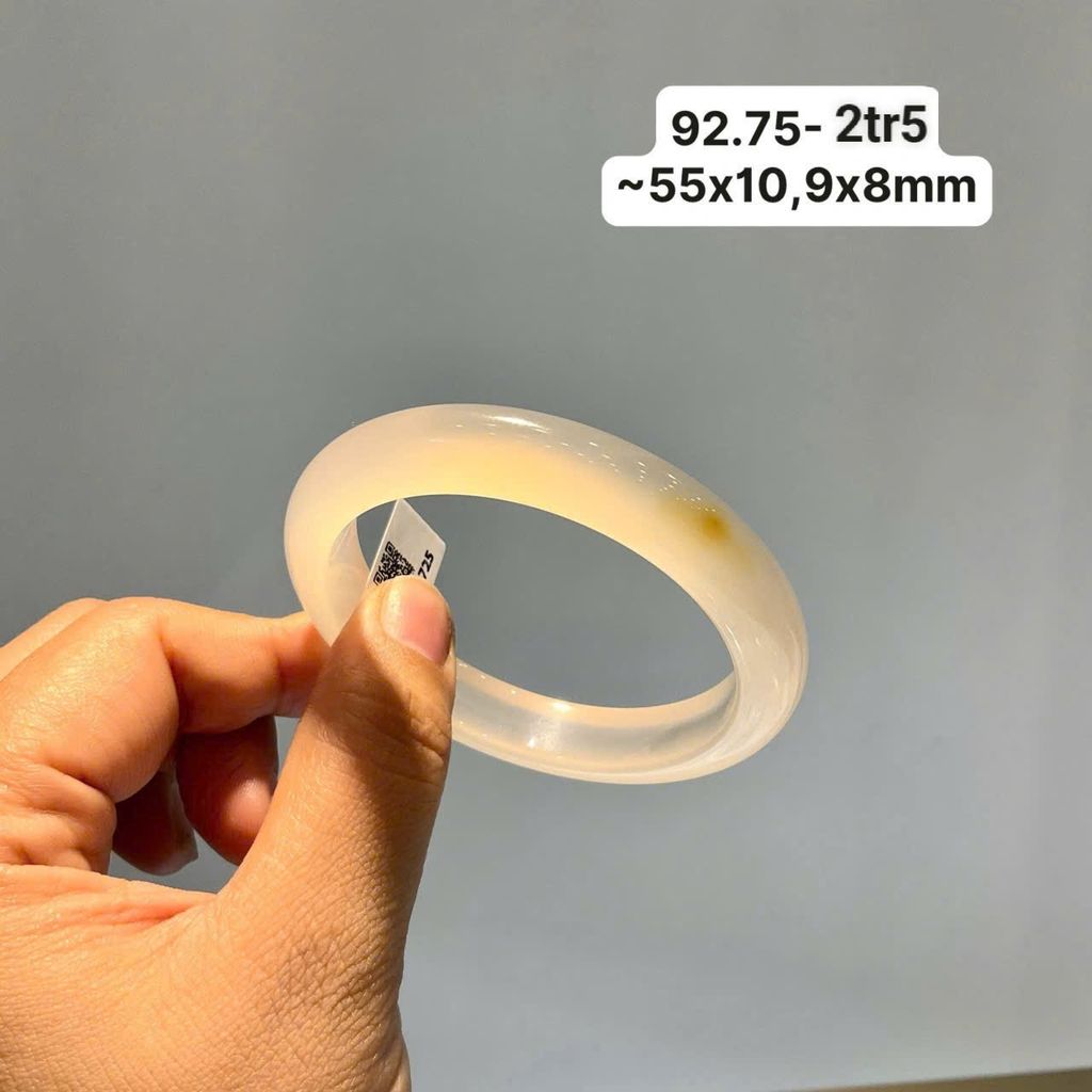 92.75 Vòng Ngọc Tuỷ Chalcedony Bạch Nguyệt Quang Đốm Hoàng Kim ~55x10,9x8mm