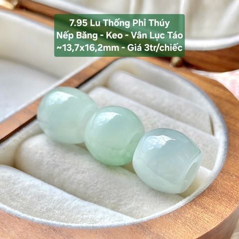Lu Thống Phỉ Thúy Nếp Băng - Keo - Vân Lục Táo ~13,7x16,2mm 7.95
