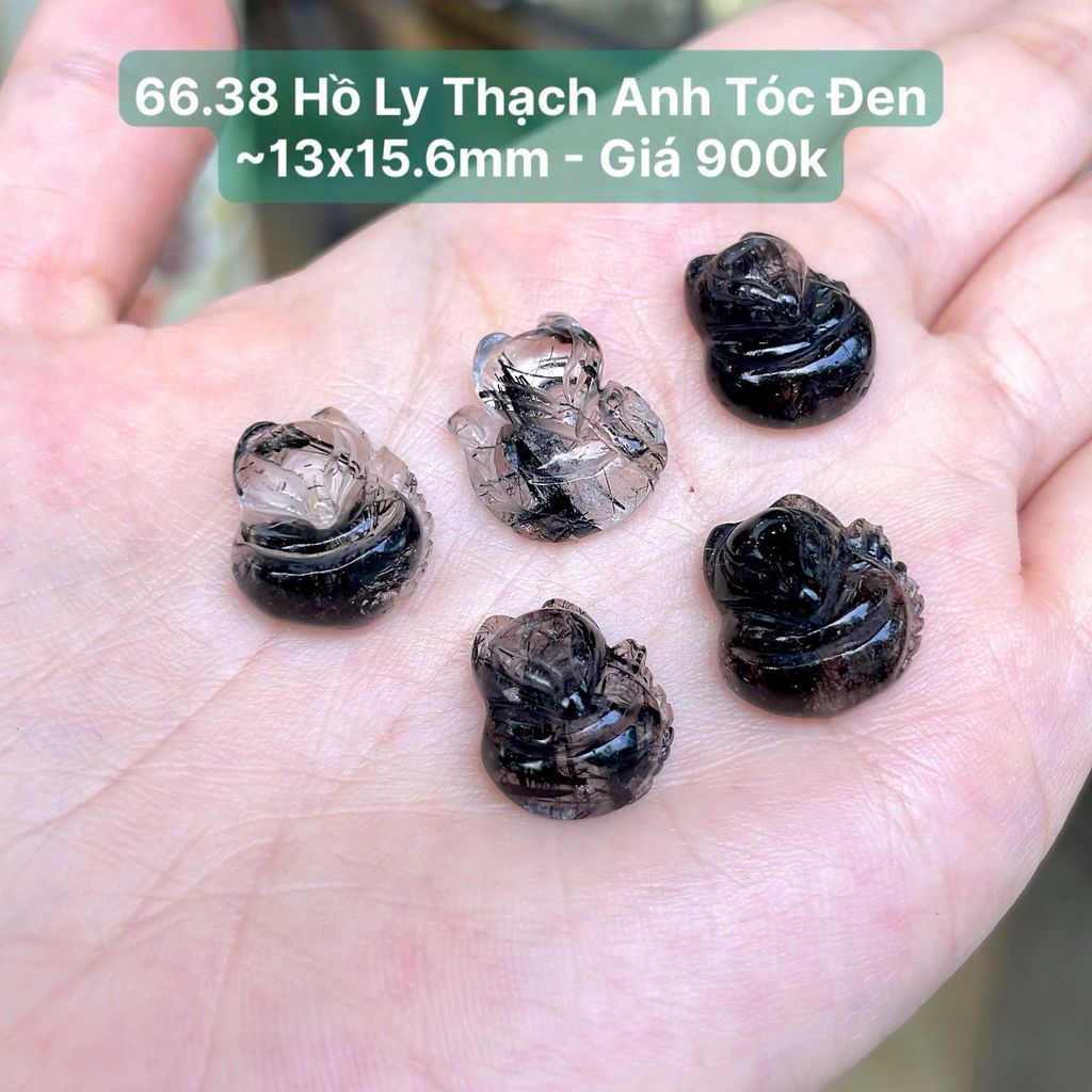 Hồ Ly Thạch Anh Tóc Đen ~13x15.6mm - 66.38