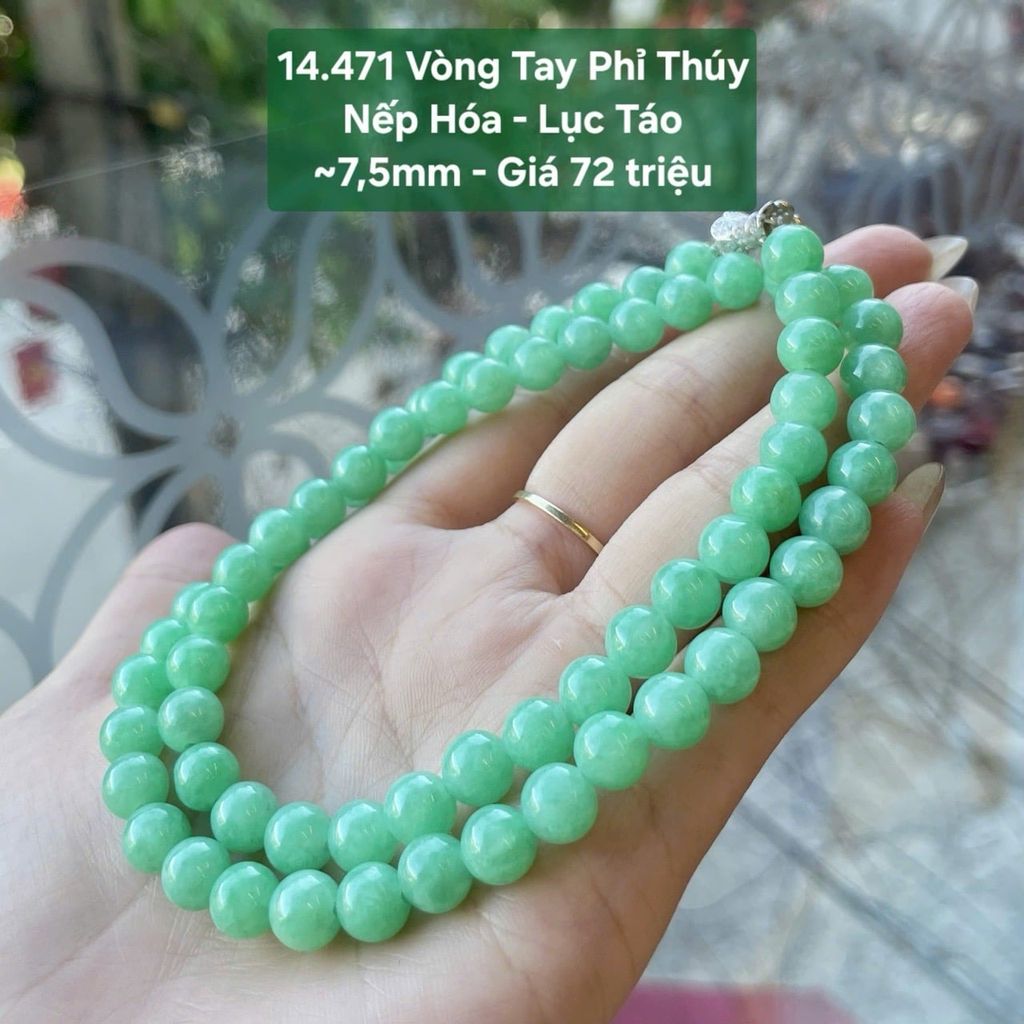 Vòng Tay Phỉ Thúy Nếp Hóa - Lục Táo ~7,5mm 14.471