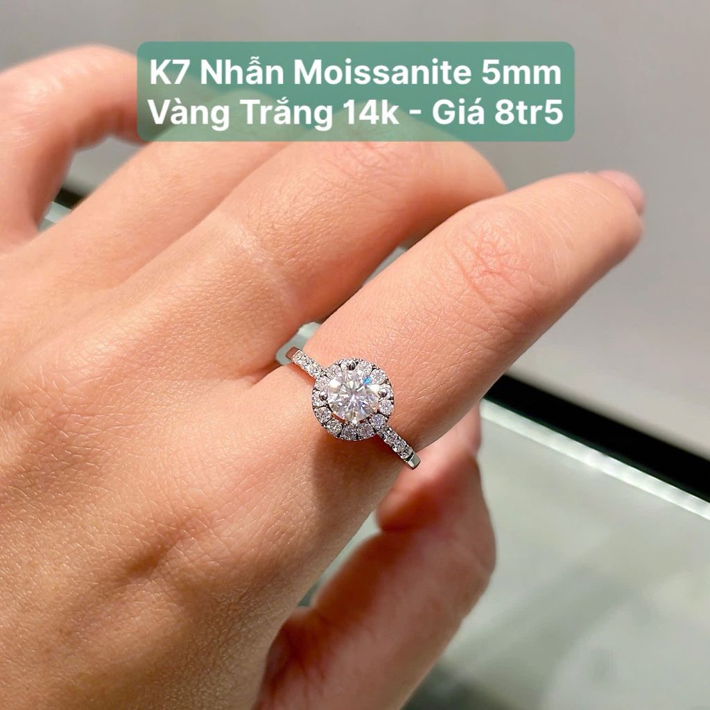 Nhẫn Moissanite 5mm  VT14K K7