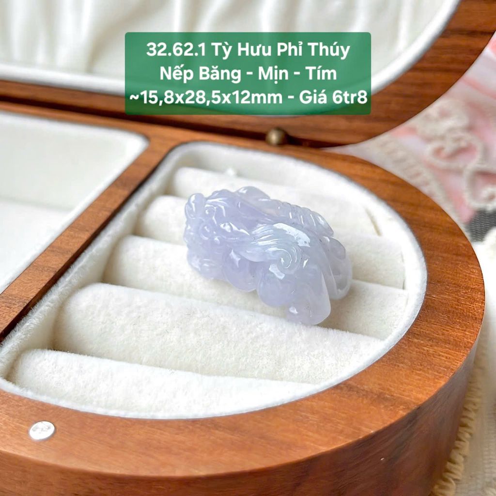 Tỳ Hưu Phỉ Thuý Nếp Băng - Mịn - Tím ~15.8x28.5x12mm - 32.62.1