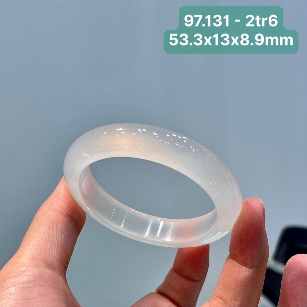 Vòng Hẹ Mã Não Chalcedony Bạch Nguyệt Quang ~53.3x13x8.9mm - 97.131