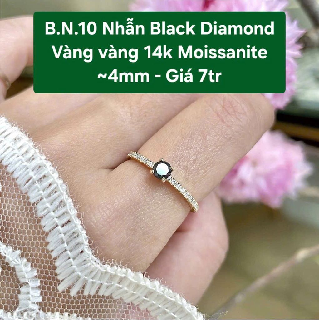 Nhẫn Black Diamond VV14 - Moissanite ~4mm BN10