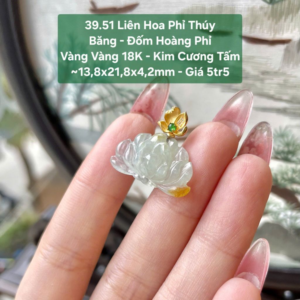 Liên Hoa Phỉ Thúy Băng - Đốm Hoàng Phỉ VV18 - KC Tấm ~13,8x21,8x4,2mm 39.51