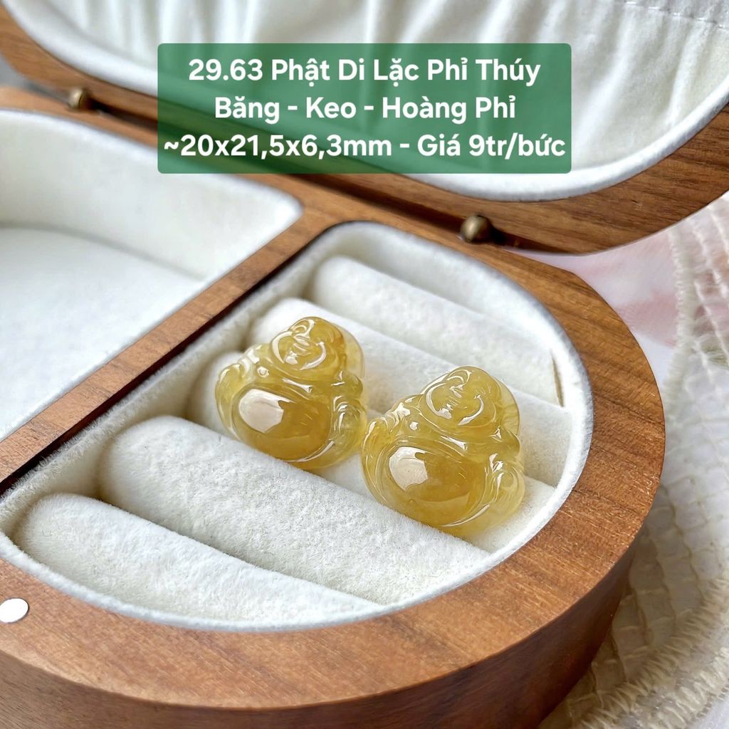 Phật Di Lặc Phỉ Thúy  Băng - Keo - Hoàng Phỉ  ~20x21,5x6,3mm 29.63