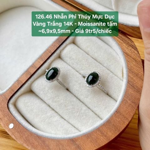 Nhẫn Phỉ Thúy Mực Dục  VT 14K - Moissanite tấm - 126.46