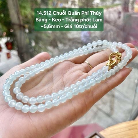 Chuỗi Quấn Phỉ Thúy  Băng - Keo - Trắng phớt Lam  ~5,6mm 14.512