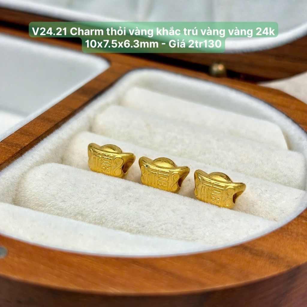 Charm thỏi vàng khắc trú vàng vàng 24k - V24.21