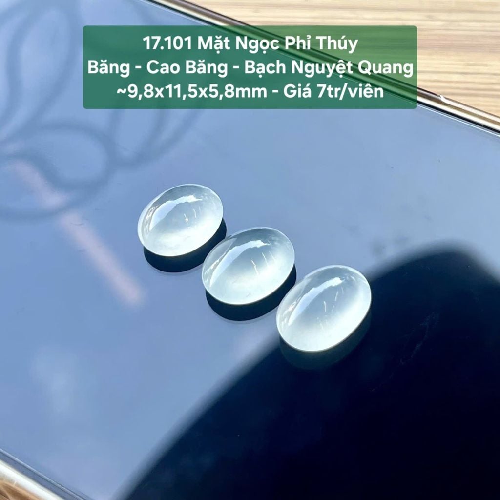 Mặt Ngọc Phỉ Thúy Băng - Cao Băng - Bạch Nguyệt Quang ~9,8x11,5x5,8mm 17.101