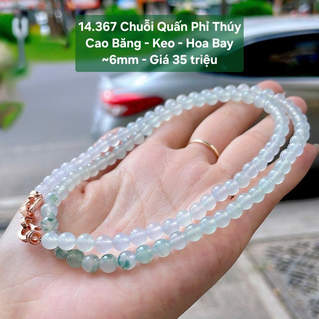 Chuỗi Quấn Phỉ Thuý Cao Băng - Keo - Hoa Bay ~6mm - 14.367