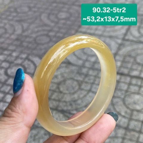 Vòng Hẹ Ngọc Tuỷ Chalcedony Đốm Đỏ Cam ~53,2x13x7,5mm 90.32