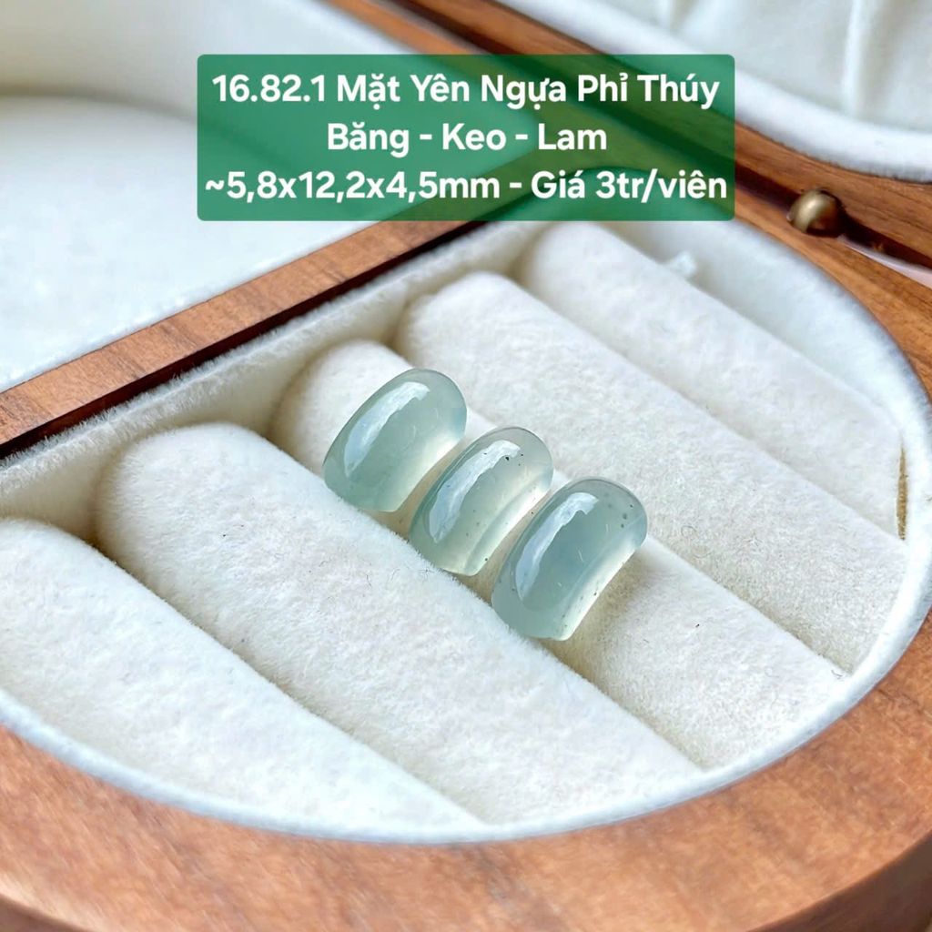 Mặt Yên Ngựa Phỉ Thuý Băng - Keo - Lam ~5.8x12.2x4.5mm 16.82.1