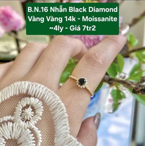 Nhẫn Black Diamond VV 14k - Moisaanite ~4ly- Sz 16.5mm BN16