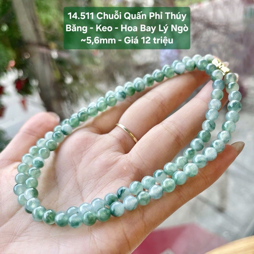 Chuỗi Quấn Phỉ Thúy  Băng - Keo - Hoa Bay Lý Ngò  ~5,6mm 14.511