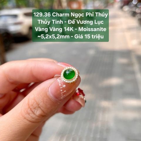 Charm Ngọc Phỉ Thuý Thuỷ Tinh - Đế Vương Lục VV14K - Moissanite ~5.2x5.2mm - 129.36