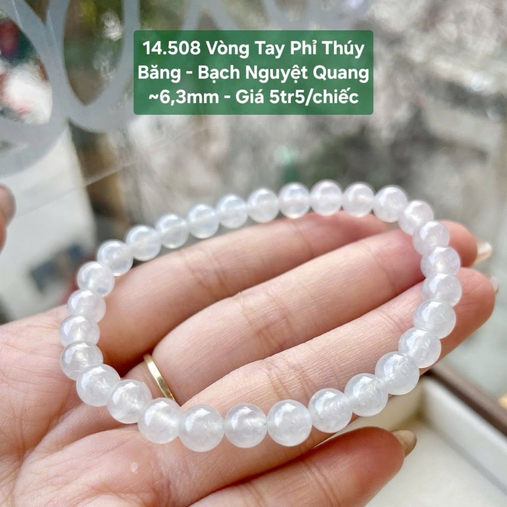 Vòng Tay Phỉ Thúy  Băng - Bạch Nguyệt Quang  ~6,3mm 14.508