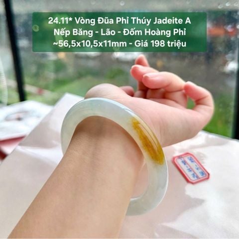24.11* Vòng Đũa Phỉ Thúy Nếp Băng - Băng - Đốm Hoàng Phỉ 56.5mm