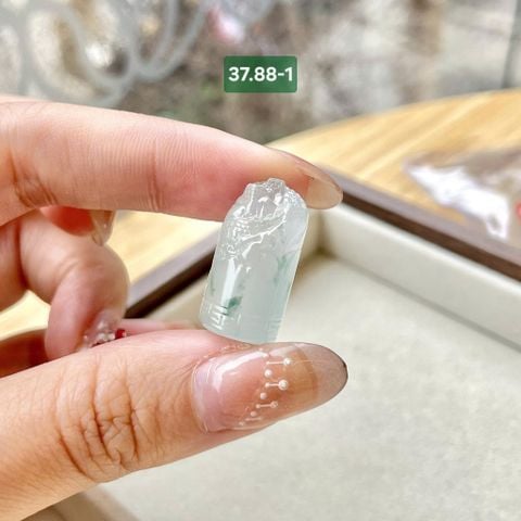 Ấn Sơn Thủy Phỉ Thúy Cao Băng - Keo - Hoa Bay Lục ~12x23mm 37.88