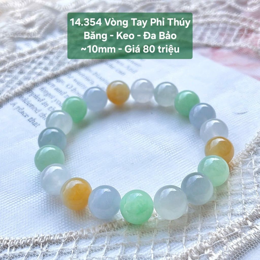 Vòng Tay Phỉ Thúy  Băng - Keo - Đa Bảo  ~10mm 14.354
