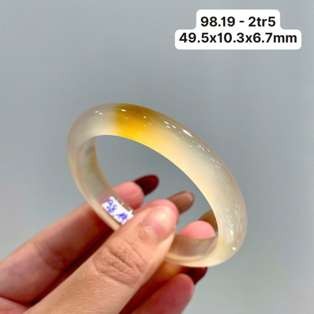 98.19 Vòng Ngọc Tuỷ Chalcedony Đốm Hoàng Kim 49,5x10,3x6,4mm