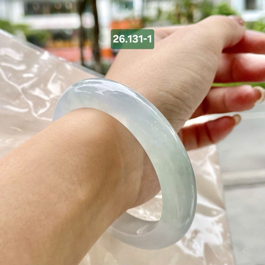 Vòng Hẹ Phỉ Thúy Cao Băng Keo Lam Phớt Lục ~53,5x11,3x9,8mm 26.131*