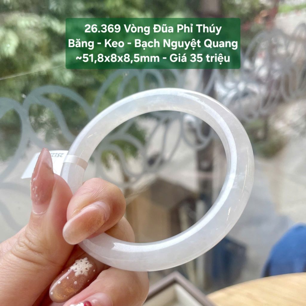 Vòng Đũa Phỉ Thúy Băng - Keo - Bạch Nguyệt Quang ~51,8x8x8,5mm 26.369