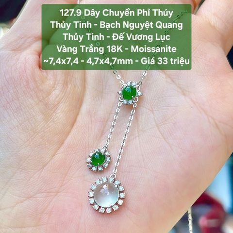 Dây Chuyền Phỉ Thúy  Thủy Tinh - Bạch Nguyệt Quang  Thủy Tinh - Đế Vương Lục  VT18K - Moissanite  ~7,4x7,4 - 4,7x4,7mm 127.9