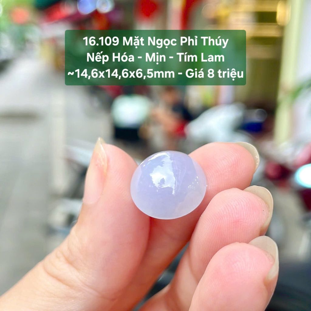 Mặt Ngọc Phỉ Thúy  Nếp Hóa - Mịn - Tím Lam  ~14,6x14,6x6,5mm 16.109