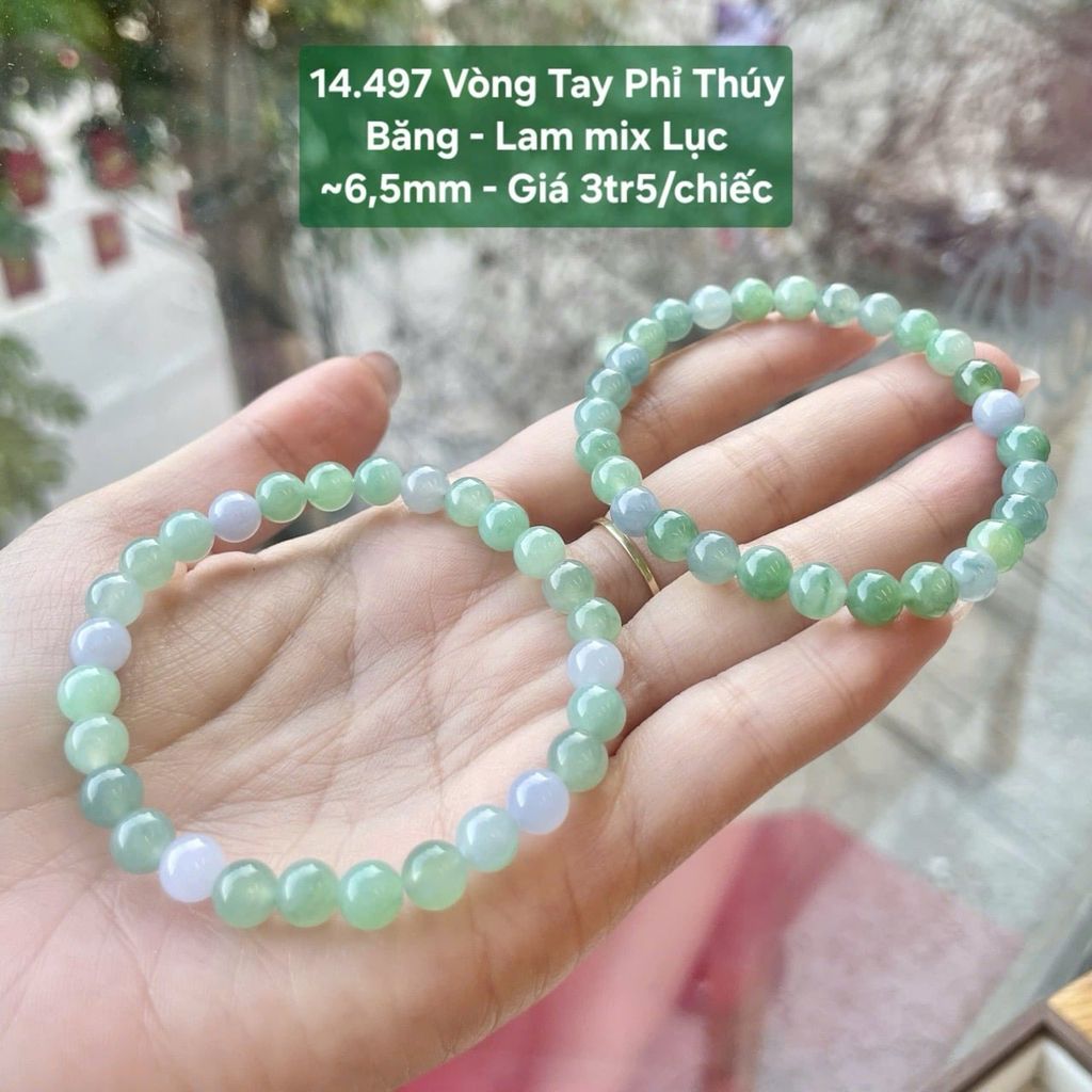 Vòng Tay Phỉ Thúy  Băng - Lam mix Lục  ~6,5mm 14.497
