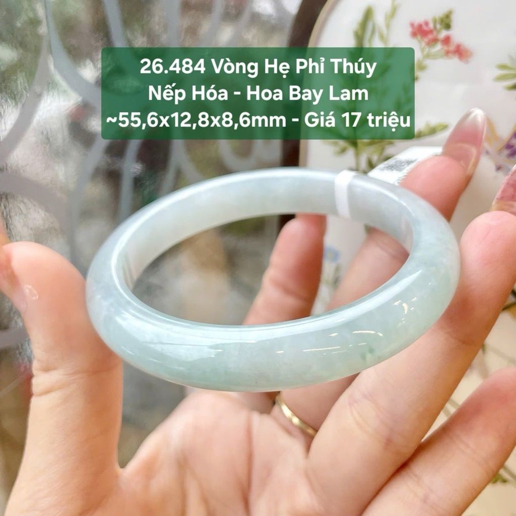 Vòng Hẹ Phỉ Thúy Nếp Hóa - Hoa Bay Lam ~55,6x12,8x8,6mm 26.484