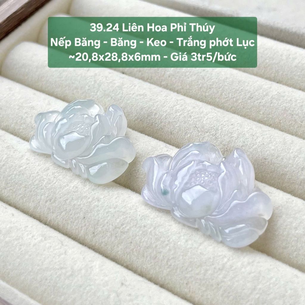 Liên Hoa Phỉ Thuý Nếp Băng - Băng - Keo - Trắng Phớt Lục ~20.8x28.8x6mm - 39.24