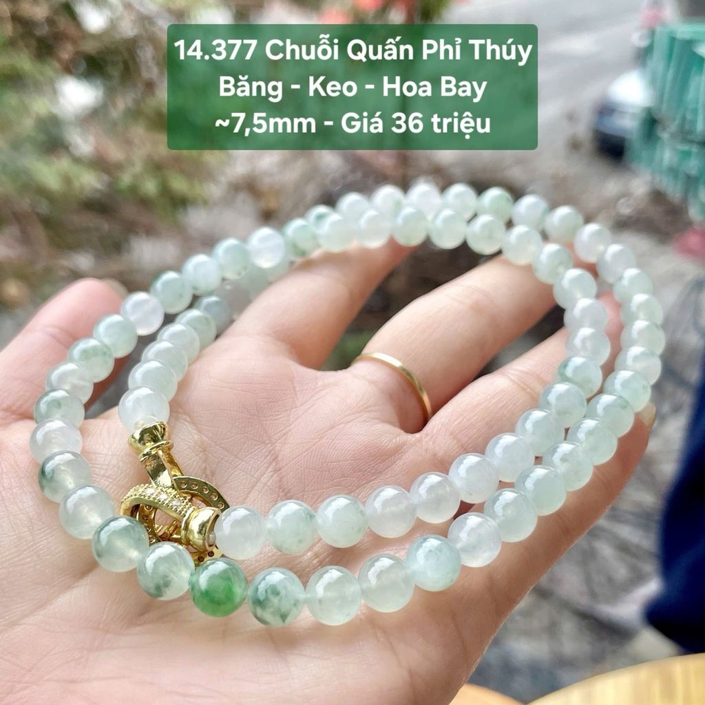 Chuỗi Quấn Phỉ Thúy Băng - Keo - Hoa Bay ~7,5mm 14.377