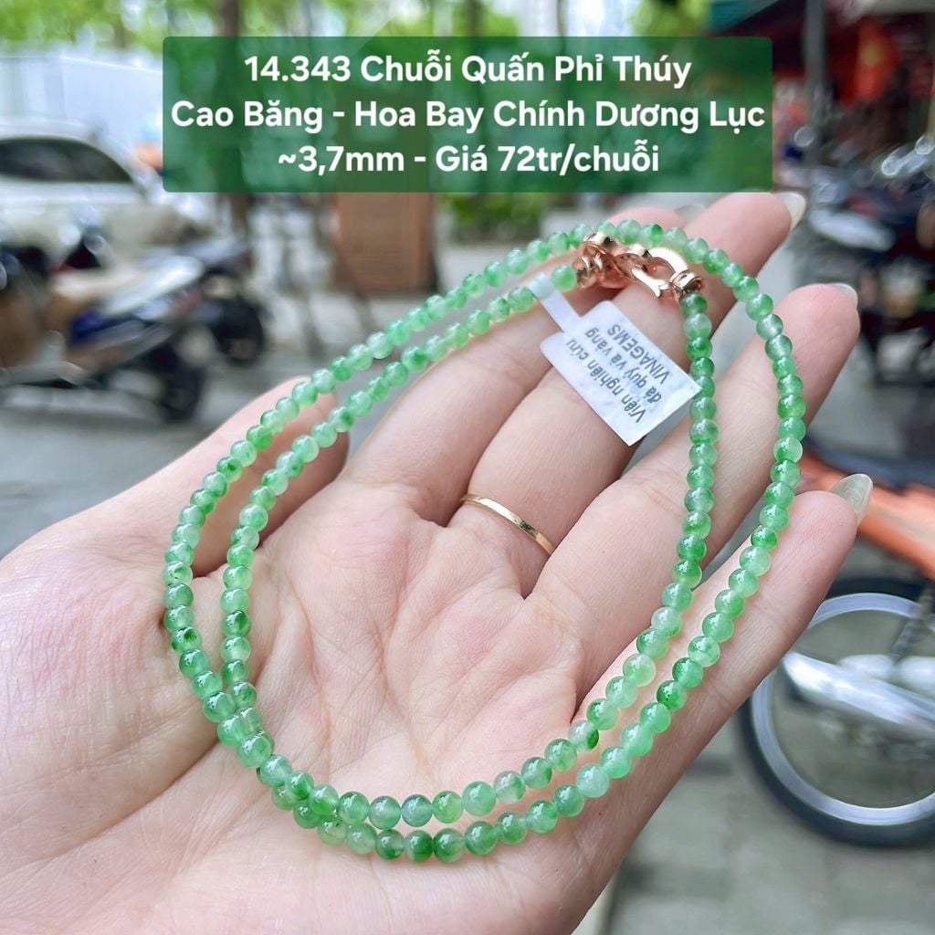 Chuỗi Quấn Phỉ Thúy  Cao Băng - Hoa Bay Chính Dương Lục  ~3,7mm 14.343
