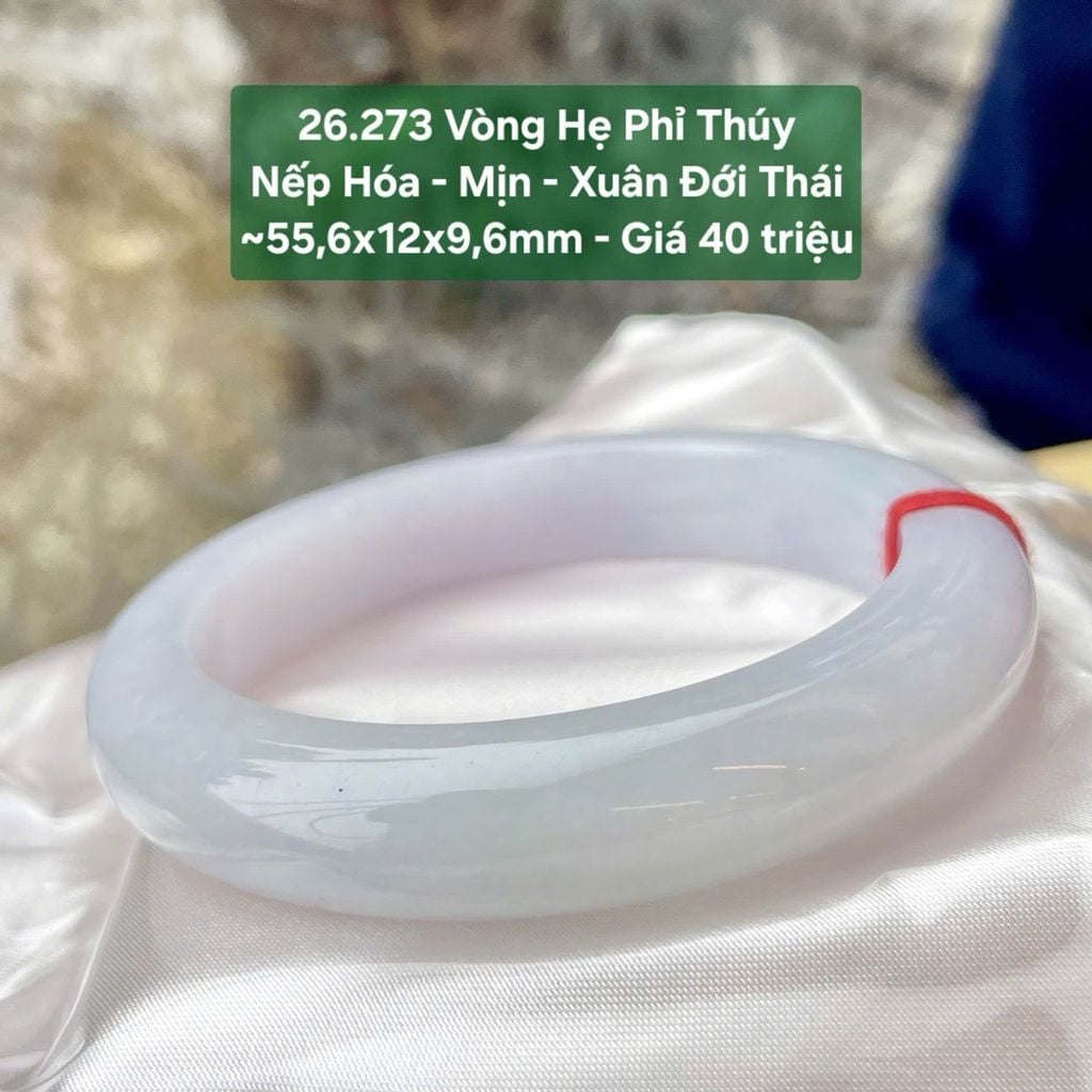 Vòng Hẹ Phỉ Thuý Nếp Hoá - Mịn - Xuân Đới Thái ~55.6x12x9.6mm - 26.273