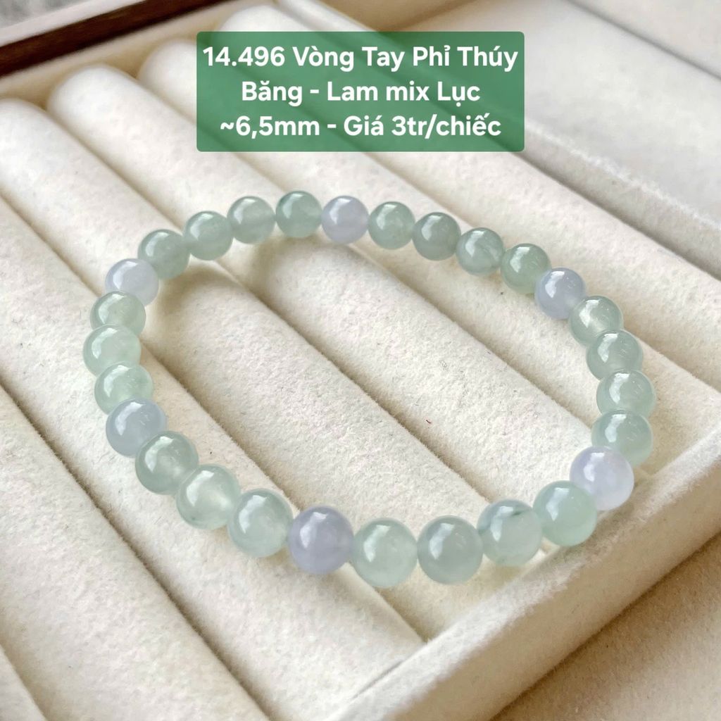 Vòng Tay Phỉ Thúy  Băng - Lam mix Lục  ~6,5mm 14.496
