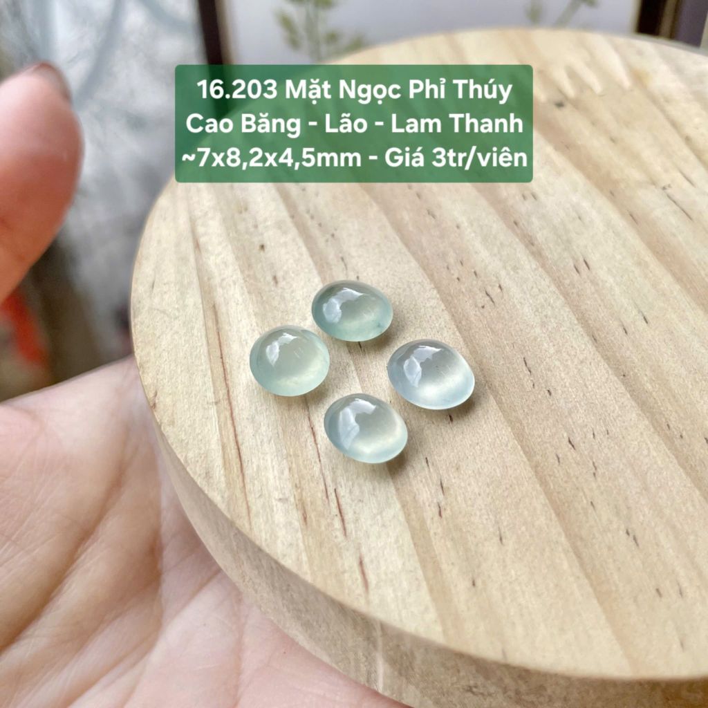 Mặt Ngọc Phỉ Thuý Cao Băng - Lão - Lam Thanh ~ 7x8,2x4,5mm 16.203