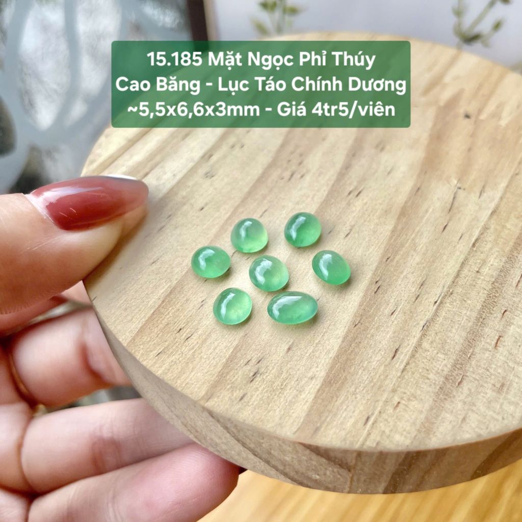 Mặt Ngọc Phỉ Thuý Cao Băng - Lục Táo Chính Dương ~ 5,5x6,6x3mm 15.185