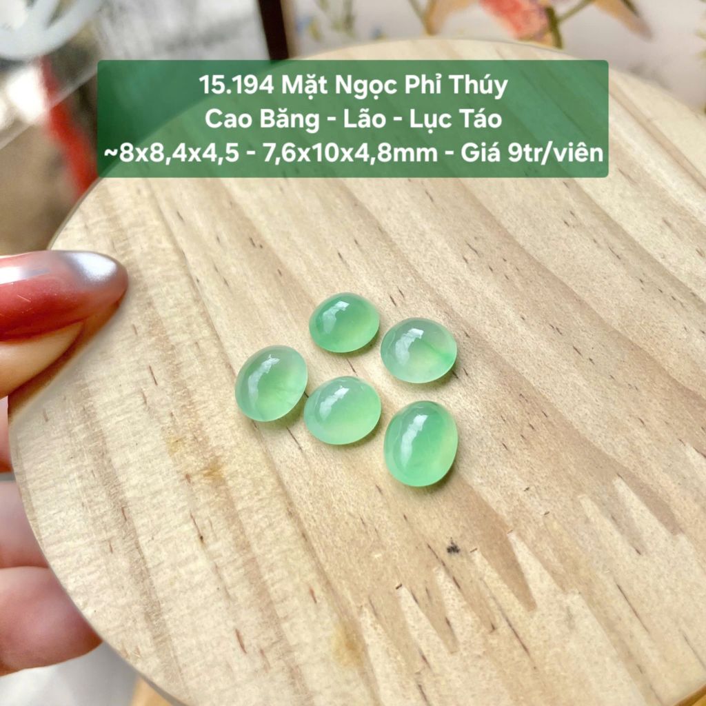 Mặt Ngọc Phỉ Thuý Cao Băng - Lão - Lục Táo ~8x8,4x4,5mm - 6,7x10x4,8mm 15.194
